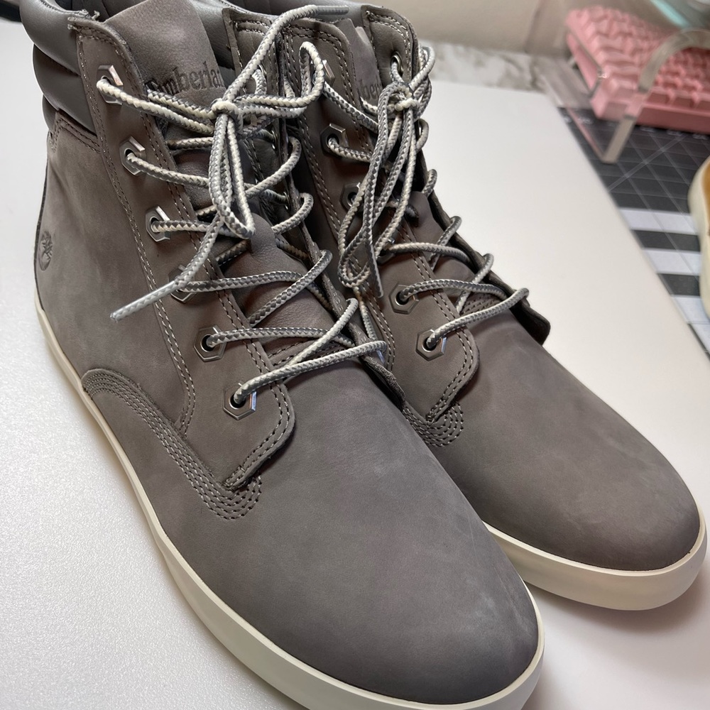 Timberland Ortholite Leather Gray Shoe Boot Lace Up Sz9